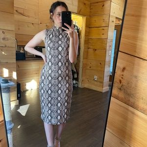 Olivia Ree Snake Skin Print Body Con Midi Dress